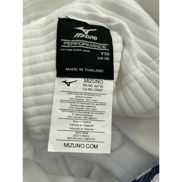 Mizuno Short Baseball Pant Youth M White Red Polyester Athleisure Sportswear NEW - Picture 8 of 11